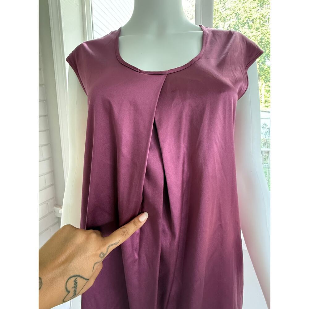 Ann Taylor 94% Silk Berry Shift Dress Small Minimalist Cap Sleeve - Picture 10 of 15